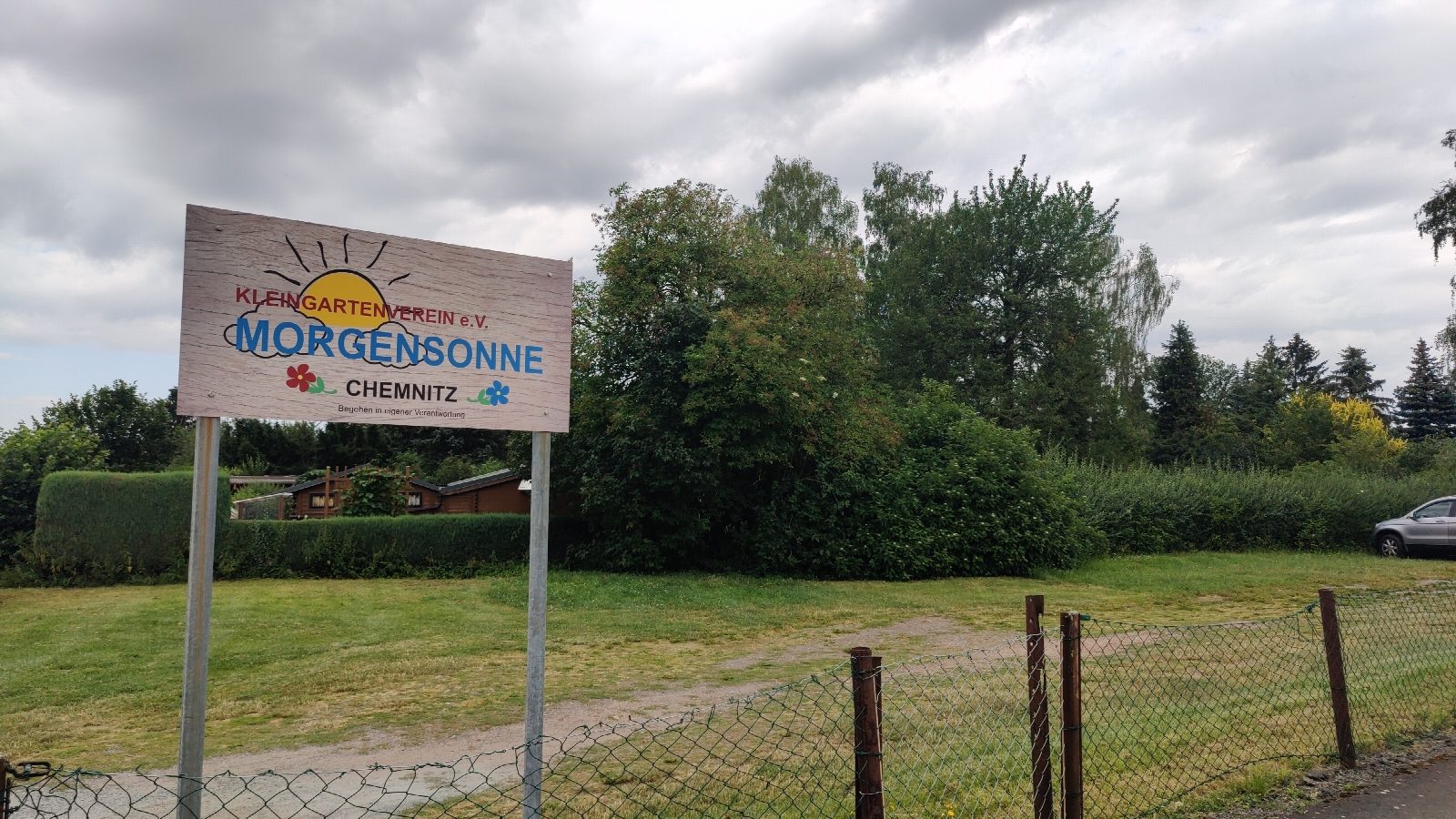 Kleingartenverein Morgensonne – Neues Schild mit natürlichem Holzfurnier-Look